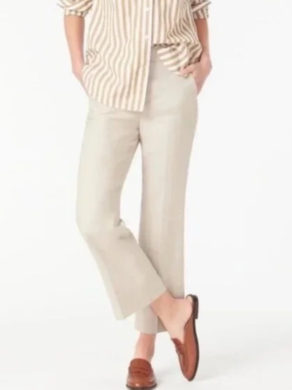 J. Crew Hayden Kick Out Cropped Pants Cream